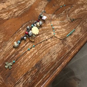 Free people turquoise bead cross gold necklace